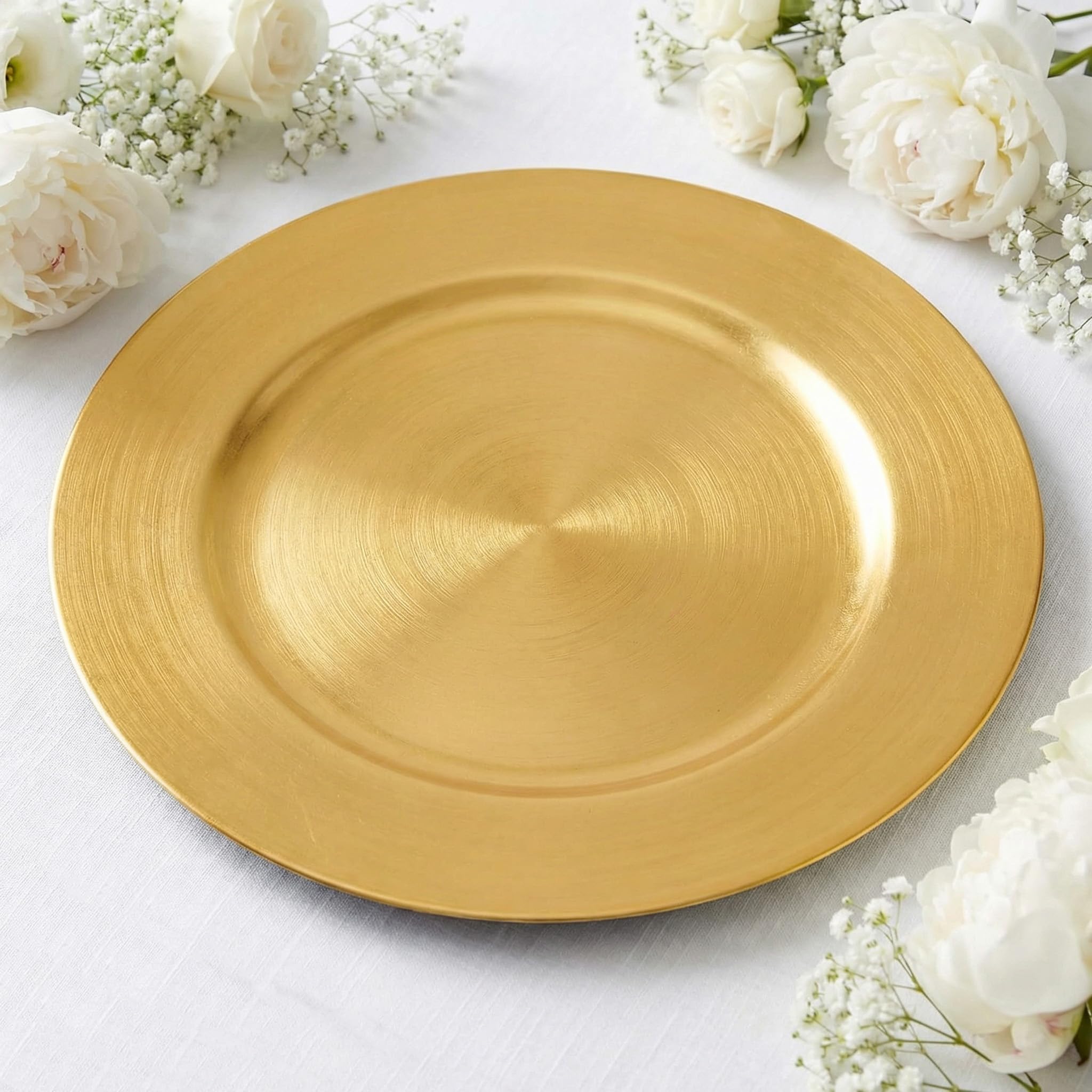 Platzteller aus Kunststoff, rund, 33 cm, 8 Stück, Platzteller für Abendessen, Hochzeit, Party, Veranstaltungsdekoration (Metallfolie goldfarben)