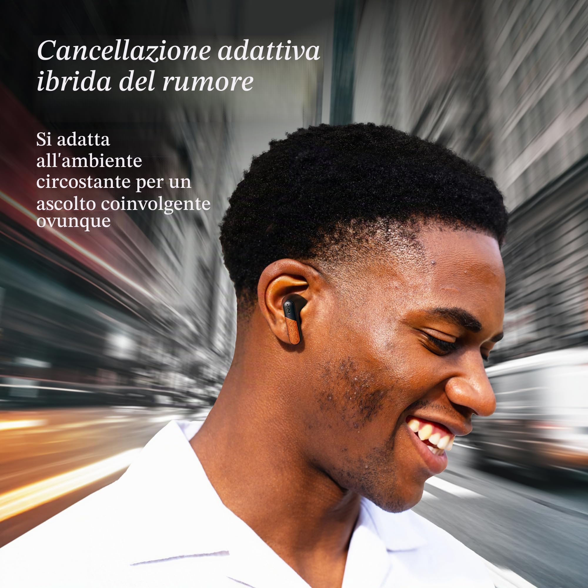 House of Marley Trenchtown ANC Auricolari Bluetooth In Ear - Nero | Cuffie con Cancellazione del Rumore, Microfono, IPX5, 24 Ore Autonomia, Controlli Touch, Materiali Sostenibili