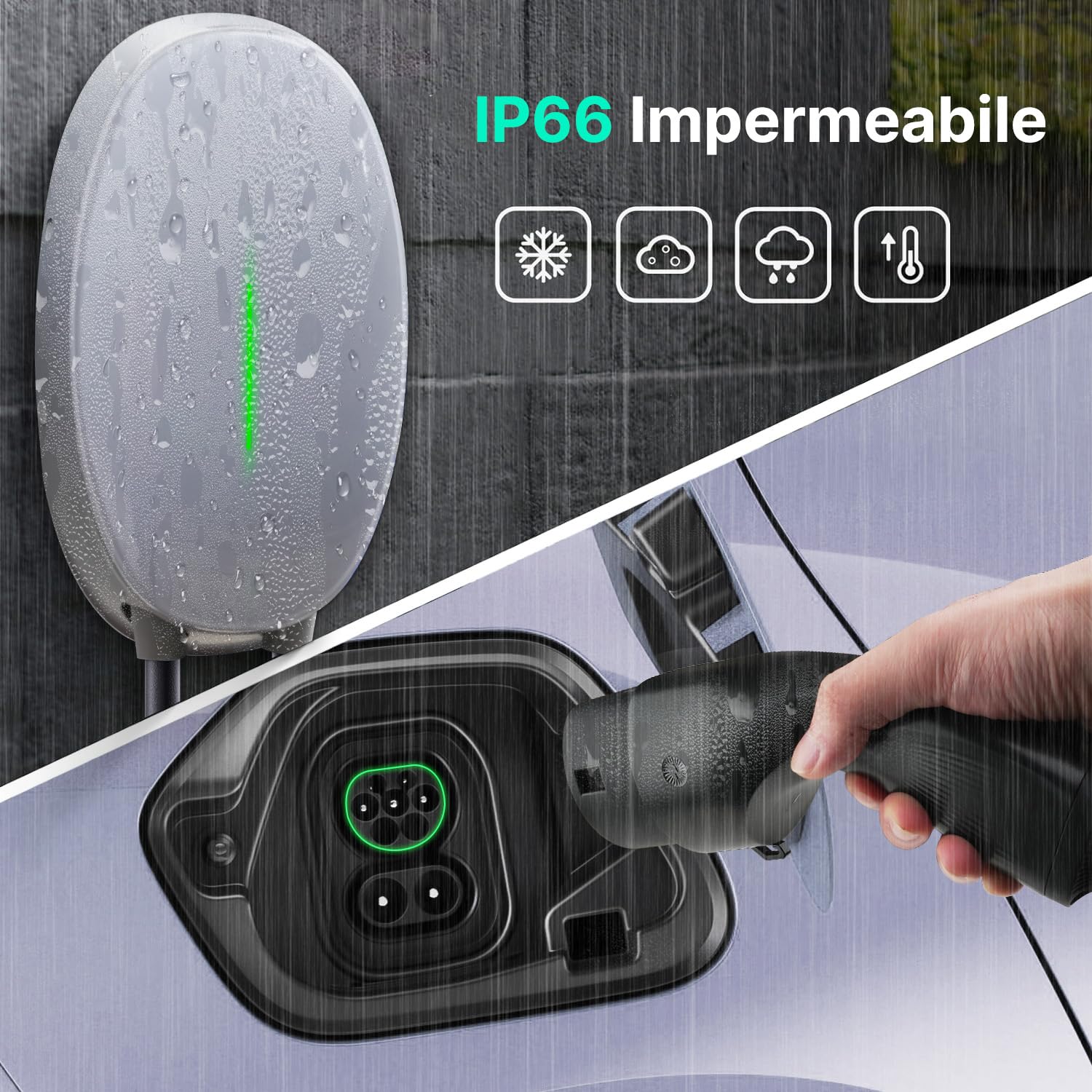 Wallbox 7,4kW Tipo 2 con APP Controllo, Stazione di Ricarica per Veicoli Elettrici, Supporta la Connettività Standard Bluetooth, Caricatore Monofase IEC 62196-2, Cavo 32A 6M