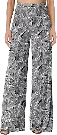 JZC Women's Palazzo Lounge Pants Stretchy Wide Leg Casual Pants Comfy High Waist Flowy Pants S-3XL
