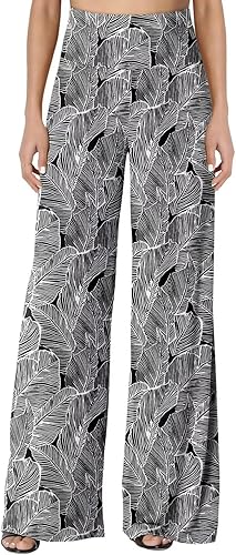 JZC Women's Palazzo Lounge Pants Stretchy Wide Leg Casual Pants Comfy High Waist Flowy Pants S-3XL