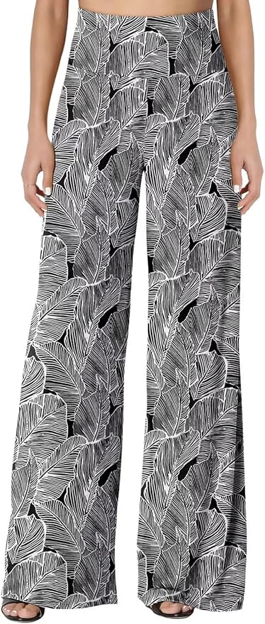 JZC Women's Palazzo Lounge Pants Stretchy Wide Leg Casual Pants Comfy High Waist Flowy Pants S-3XL