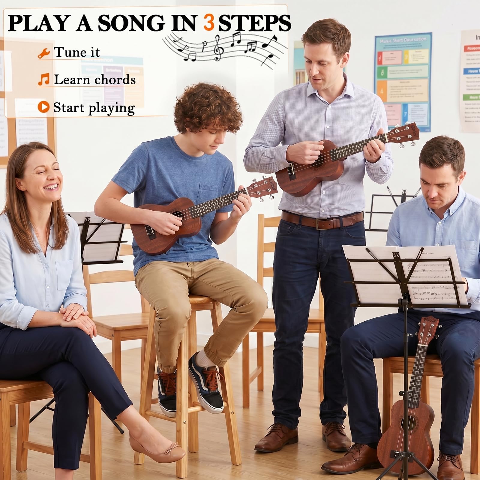 Ukulele sopranowe 21 cali zestaw startowy z bezpłatnymi kursami online