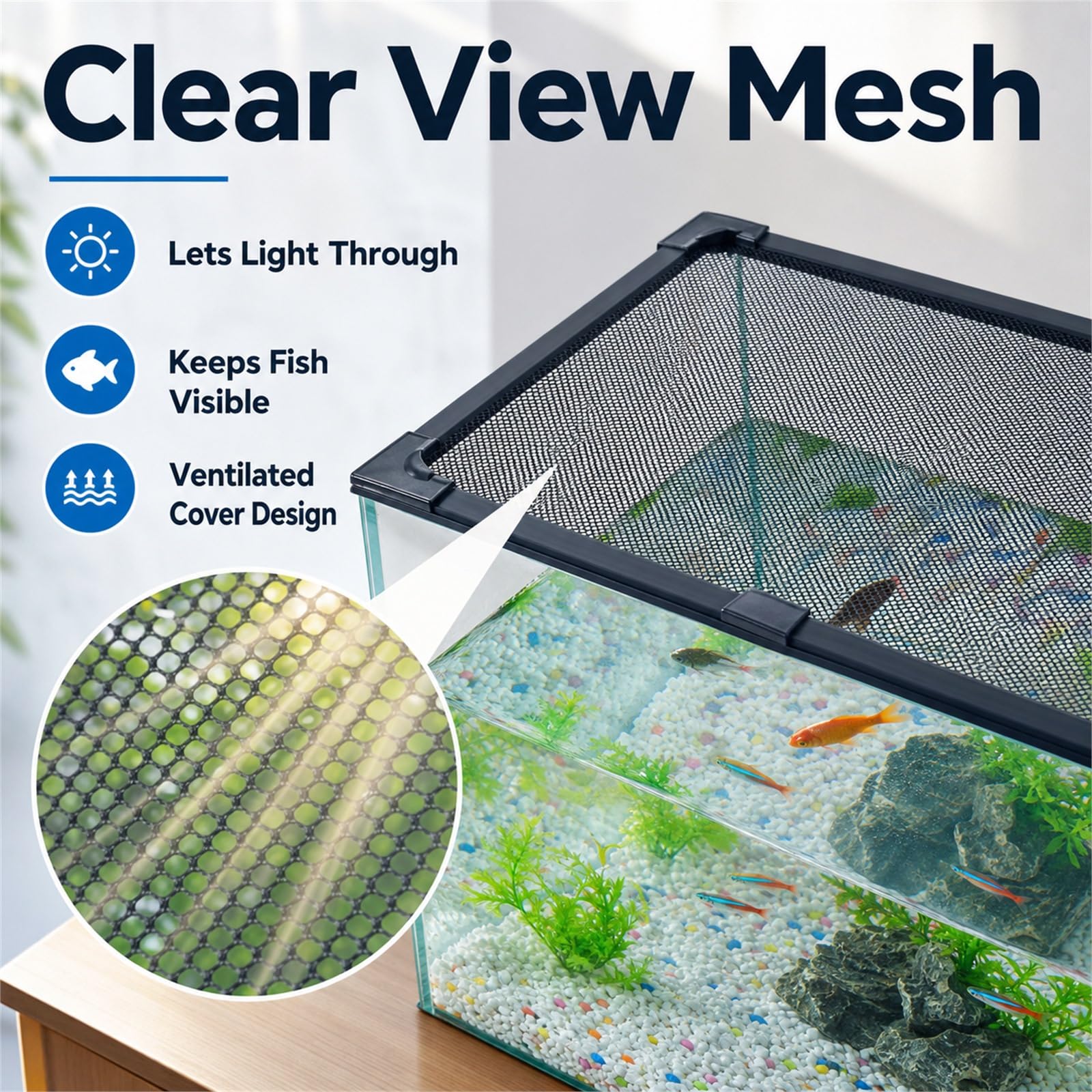 Tapas De Acuario,Red Magnética Anti-Salto para Acuario,Cubierta De Pantalla para Acuario,con Ventana pequeña de alimentación,Buena Ventilación,para Oficina Vestíbulo Tienda de Mascotas