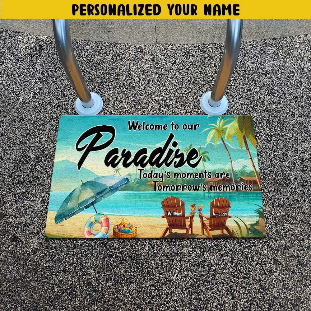 THUYPT Personalized Pool Doormat, Poolside Door Mat for Pool Patio Decorations, Pool Backyard Welcome Mat Home Decor Outdoor (01)