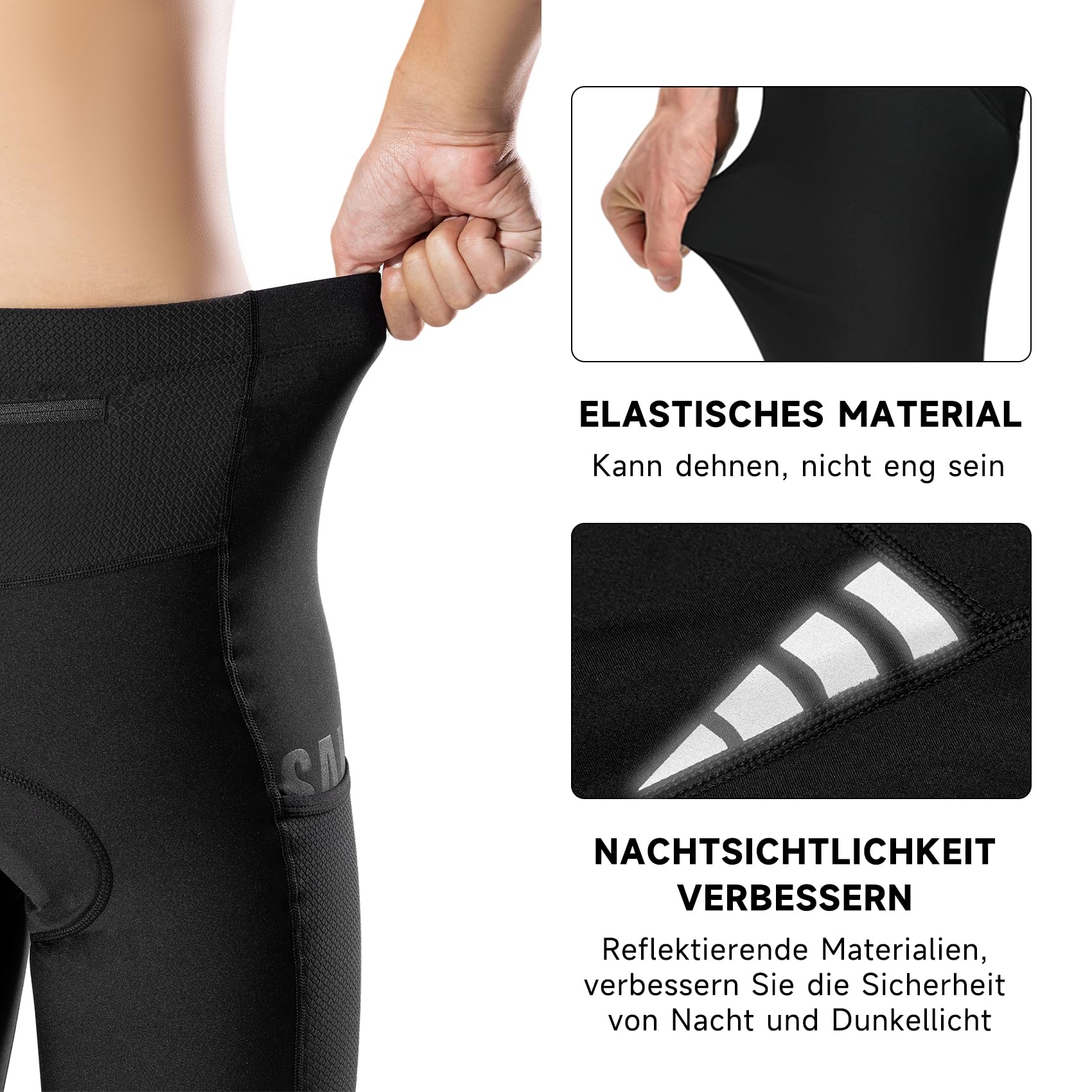 Santic Pantaloni da Ciclismo da Uomo, Mountain Bike, Traspiranti, Imbottiti, 4D, in Gel, per Ciclismo, Moto, Mountain Bike, Mountain Bike
