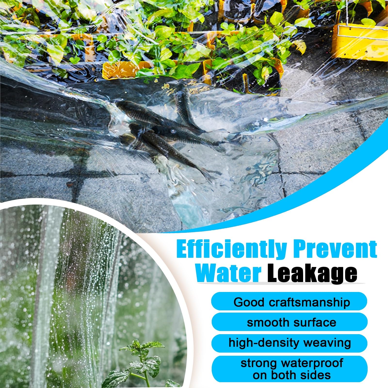 Abdeckplane mit Ösen 200 x 210 cm wasserdichte Transparente PVC-Uv-Beständige & Reißfeste Gewächshausfolie Durchsichtige Tarp, Plane Wasserdicht für Camping Outdoor Garten, A