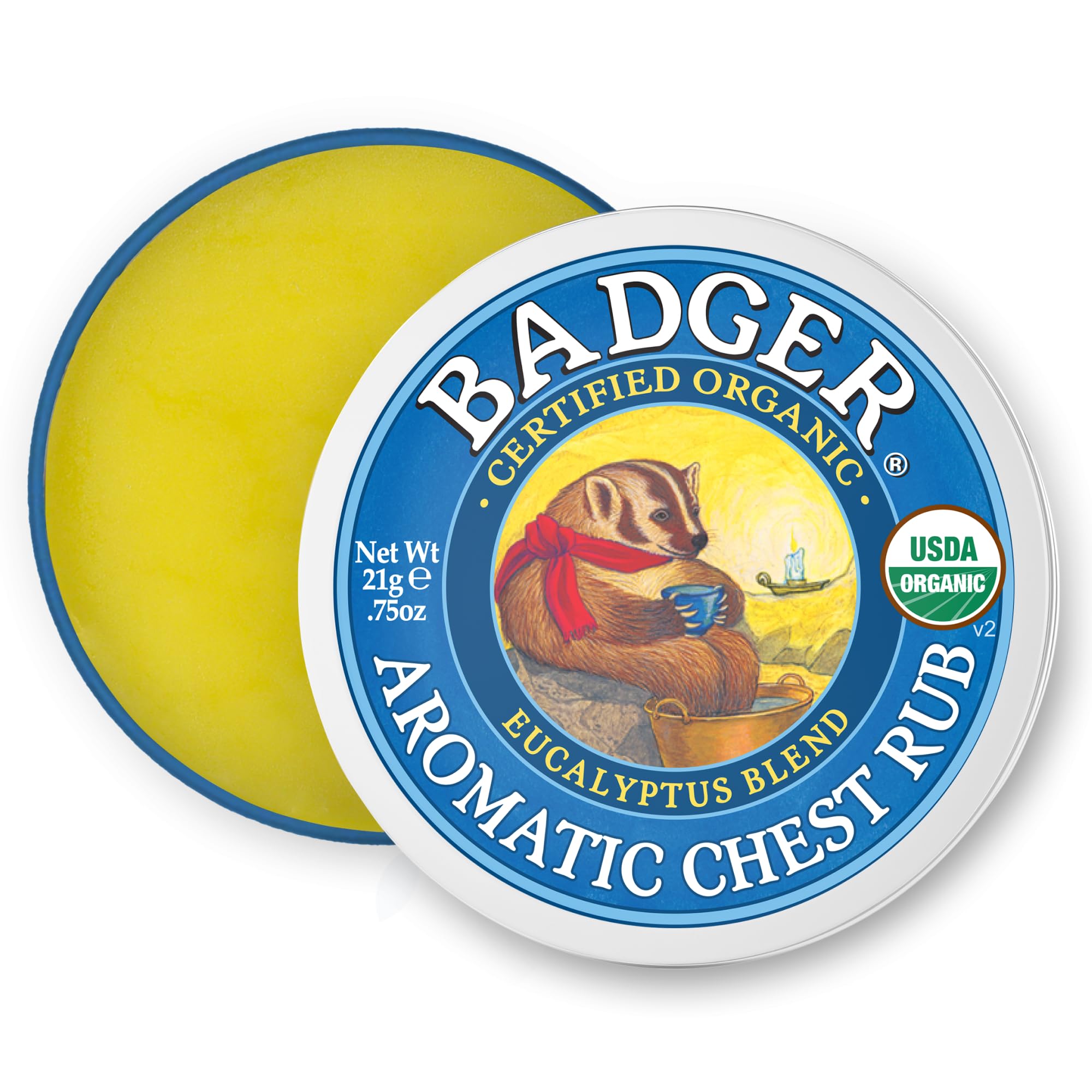Badger Aromatic Chest Rub | Organic Steam Inhalant With Eucalyptus, Rosemary & Lavender Essential Oils | Eases Chest Congestion, Sinuses & Promotes Clear Breathing, Cruelty Free (21g)
