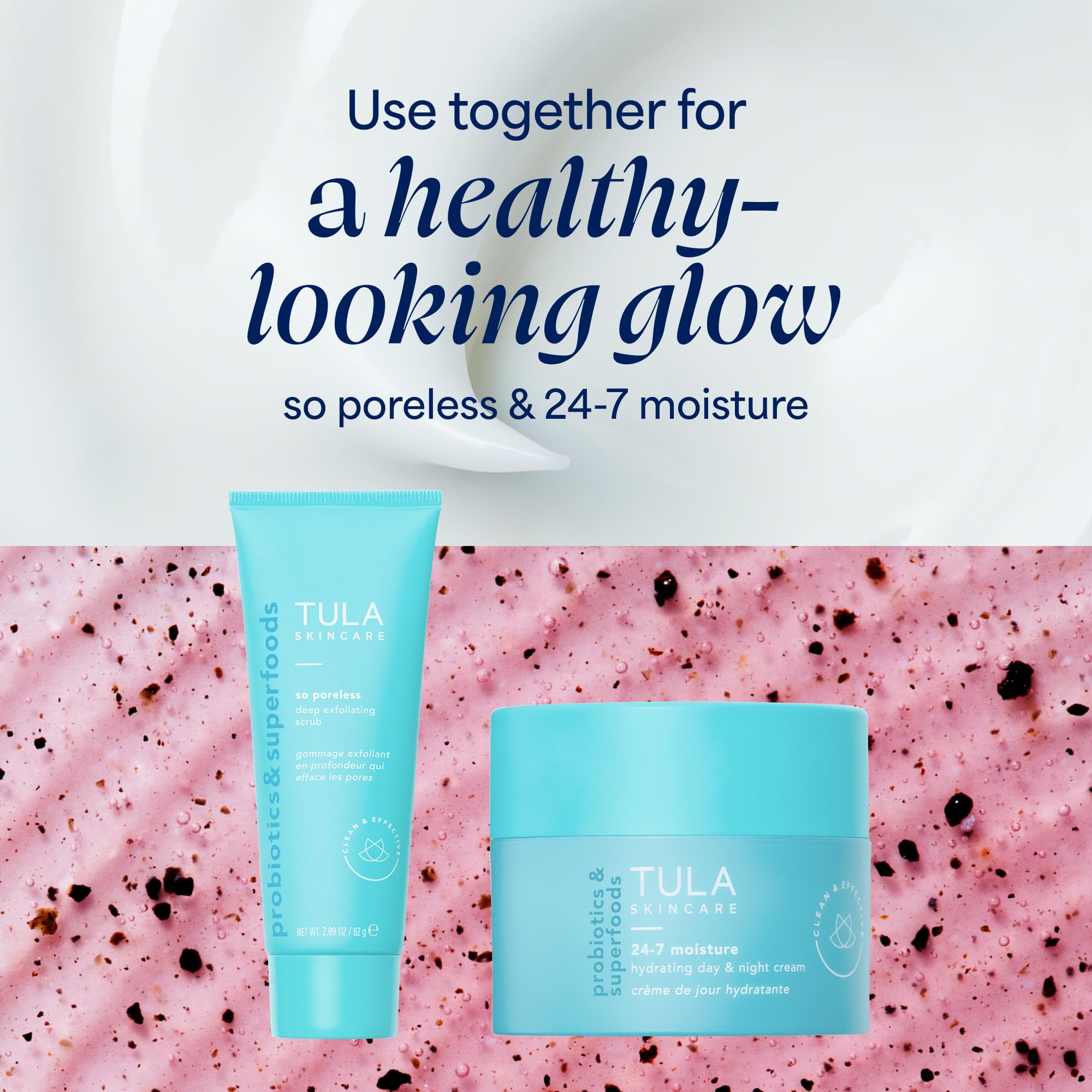 TULA Probiotic Skin Care So Poless Exfoliante para puntos negros, potente y suave, refrescante y suavizante, contiene probióticos, arena volcánica, sal rosa y hamamelis | 82 g