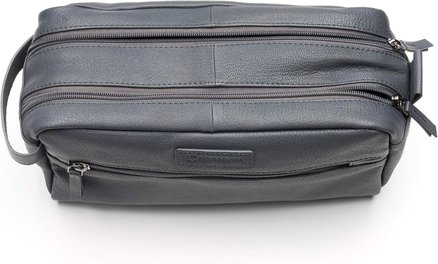 Alpine Swiss Sedona Toiletry Bag Genuine Leather Shaving Kit Dopp Kit Travel Case Gray