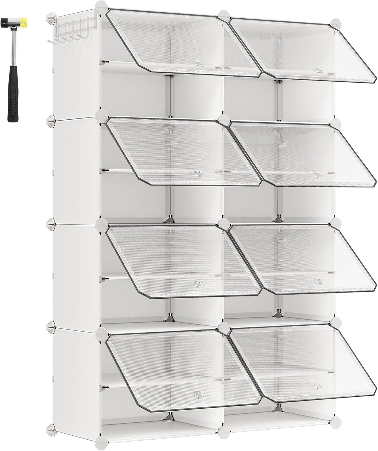 SONGMICS Interlocking Shoe Rack, Plastic Shoe Storage Cabinet, 8-Slot ...