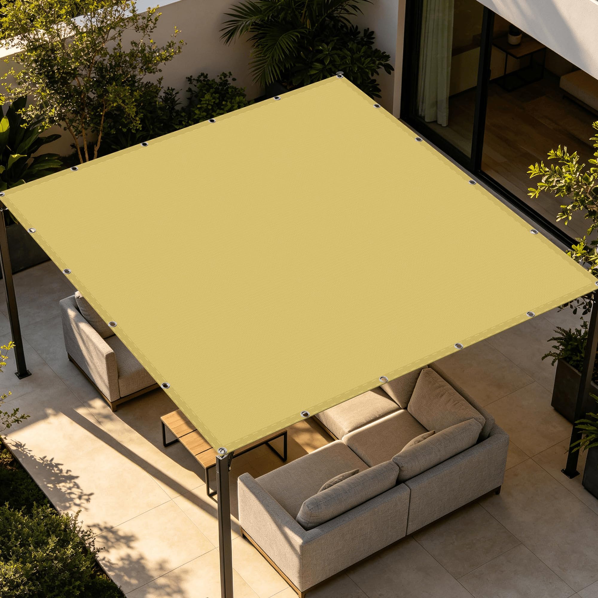 Toile d'ombrage respirante bloquant les UV avec cordons inclus