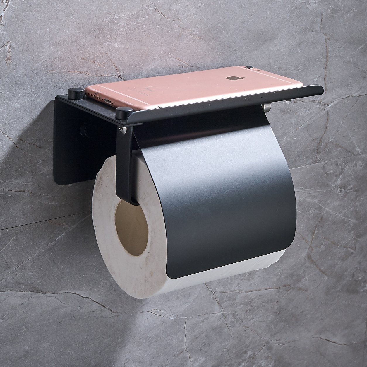 Selbstklebender Toilettenpapierhalter Aus Edelstahl – Mattschwarz, 3M-Klebeband, Kein Bohren Nötig