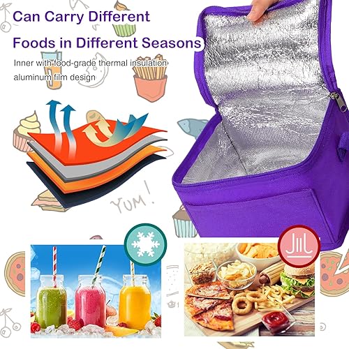 Vista 33 de Nuogo Paquete de 15 loncheras aisladas a granel, cajas enfriadoras reutilizables, juego de loncheras a prueba de fugas, enfriadores térmicos Azul