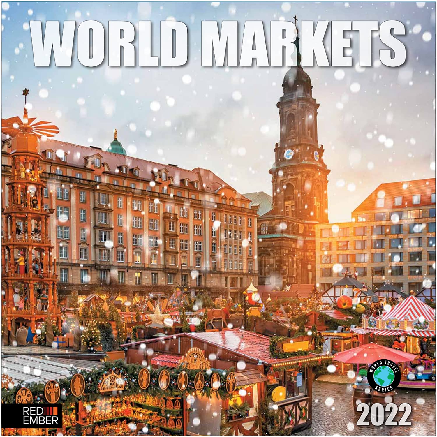 RED EMBER World Markets 2022 Hangable Wall Calendar - 12" x 24" Opened - Thick & Sturdy Paper - Giftable - Explore Public Markets Around the Globe