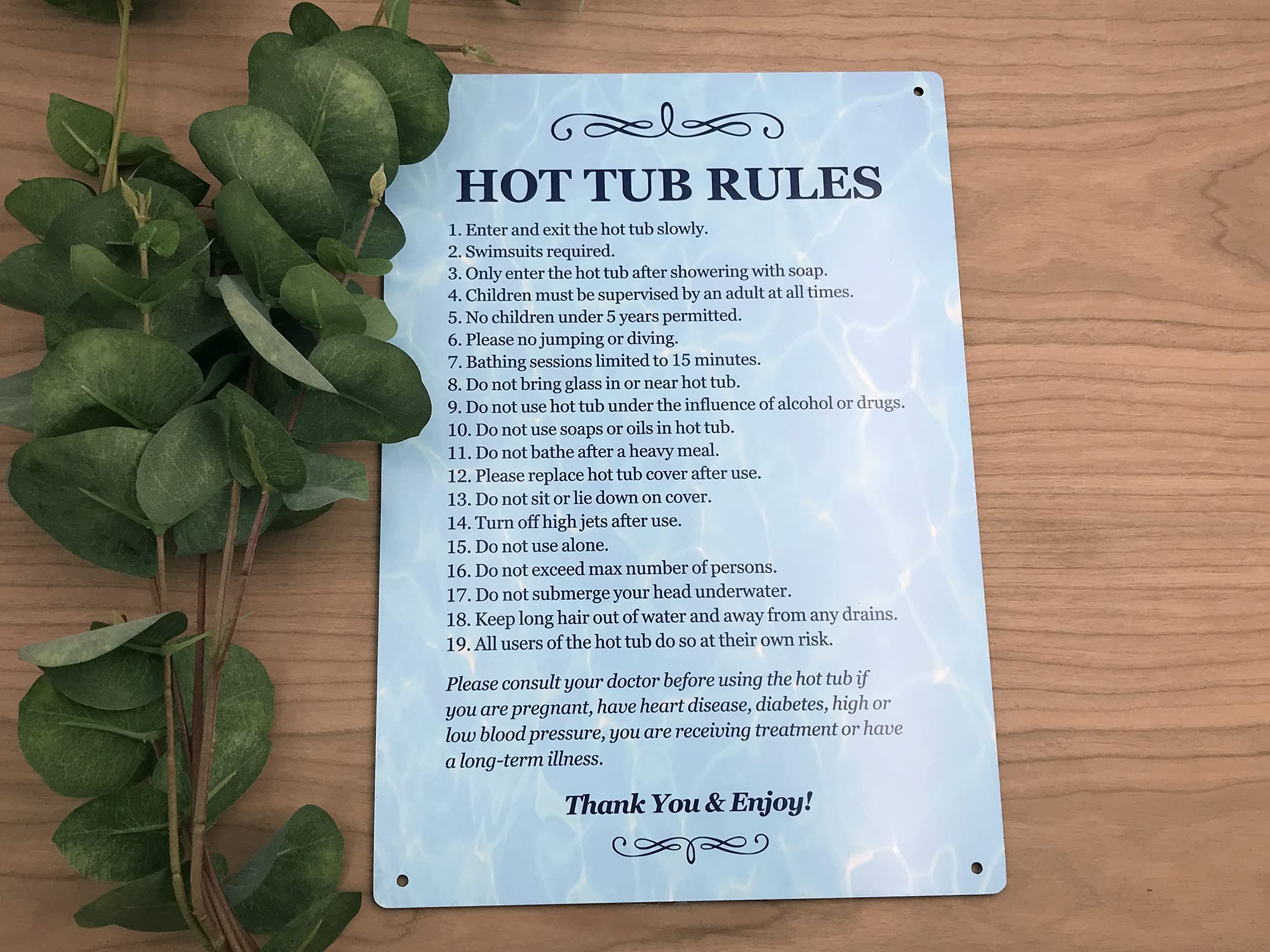 Origin Hot Tub Rules Sign - Blue, Aluminium, Modern Style, Hot Tub Signage, Wall Mount, 210mm high x 297mm wide x 3mm depth - Image 3