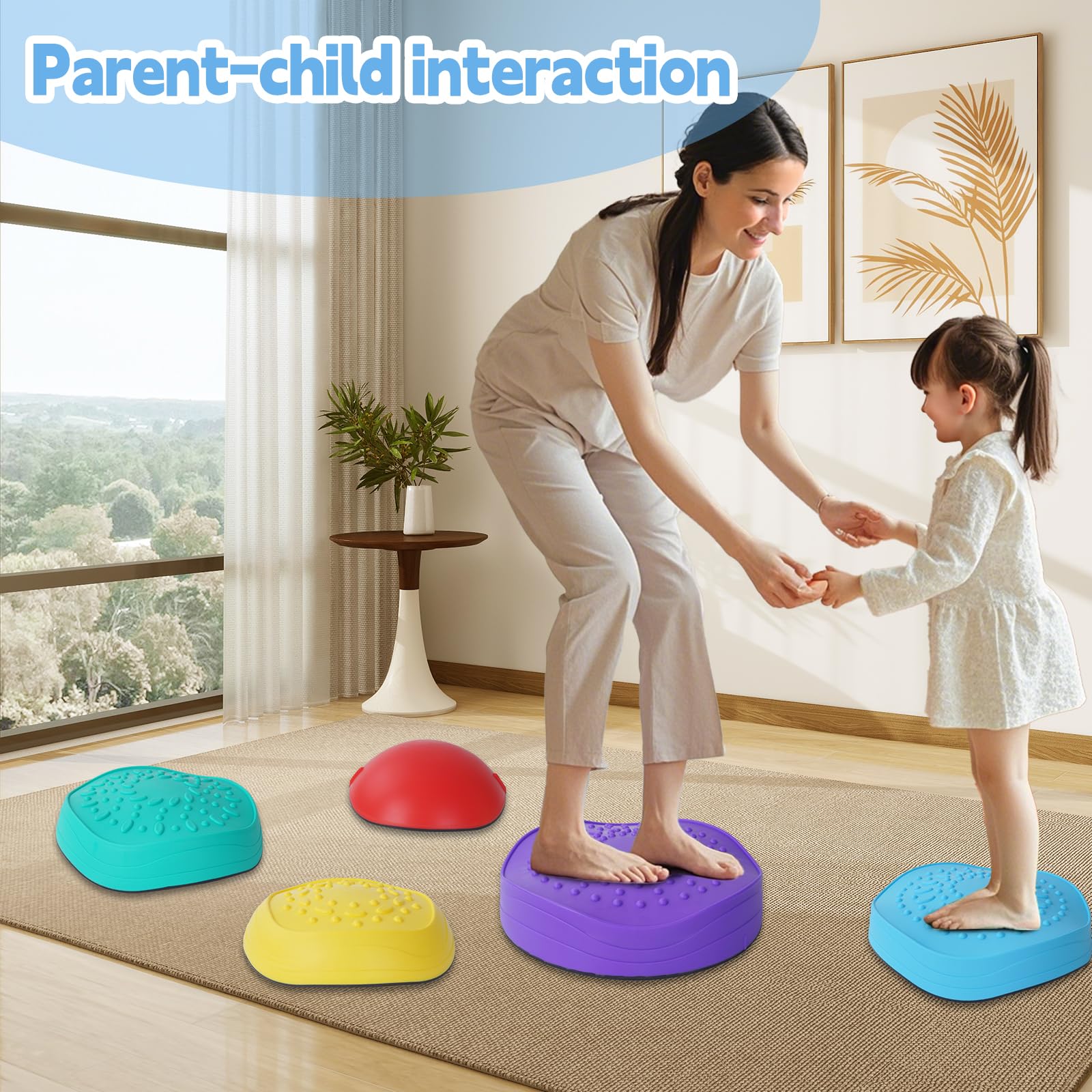 Piedras de Equilibrio para Niños, 5 Piedras Antideslizante Apilables, Juego Equilibrio Niños, Entrenamiento de Equilibrio en Interiores y Exteriores, Que Fomentan el Equilibrio y Habilidades Motoras