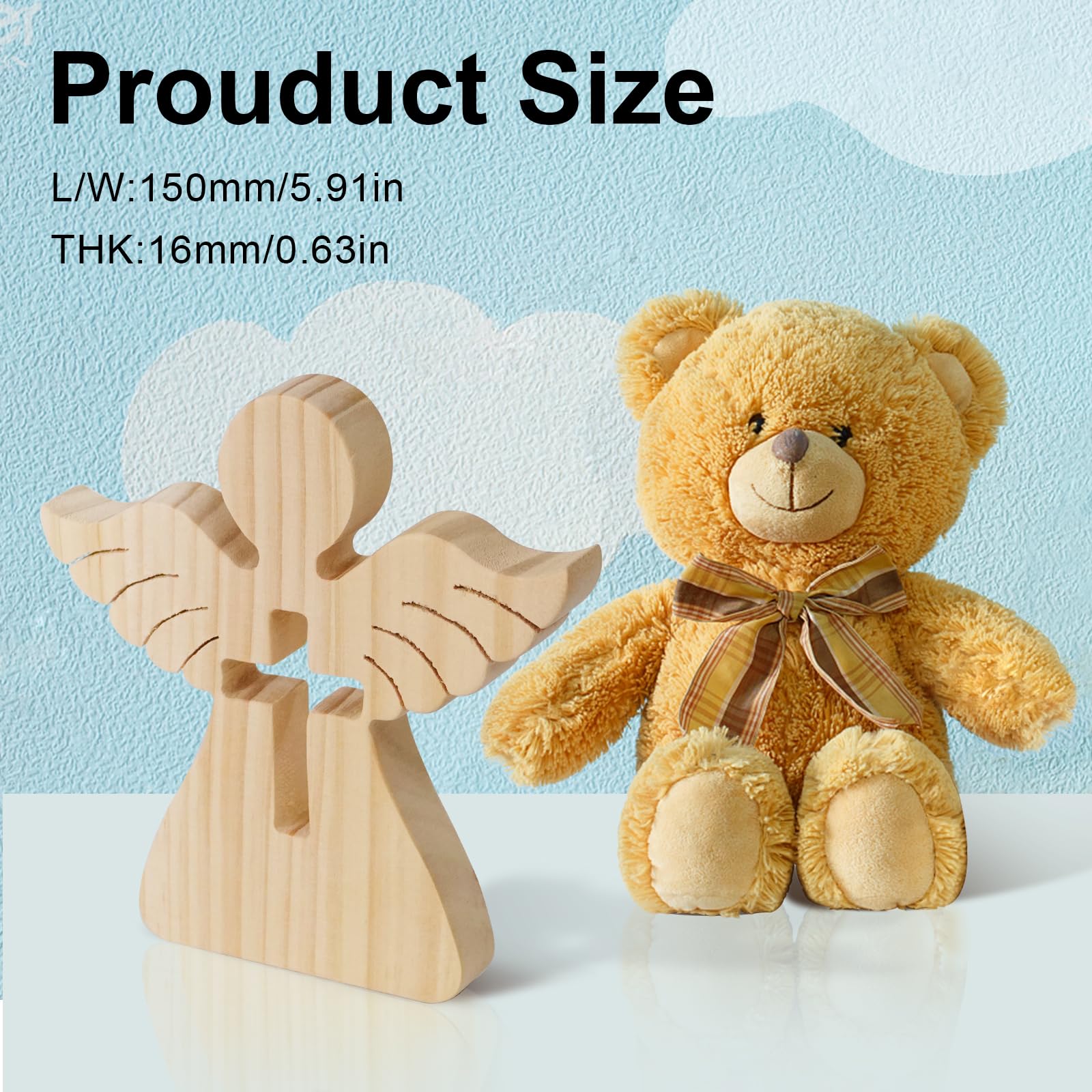Parastar Ange Gardien Décoration Bois Figurine Poche Baptême Gravure Filles Garçons
