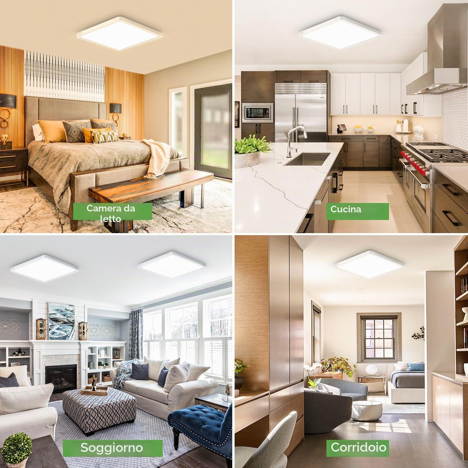 zemty Plafoniera LED Soffitto Quadrata, 3colori-3000K/4000K/6500K, Plafoniera Bagno IP44 Impermeabile, Lampada da Soffitto Moderna 24W 2800LM per Cucina, Camera da Letto, Corridoio, Balcone, Ø29CM