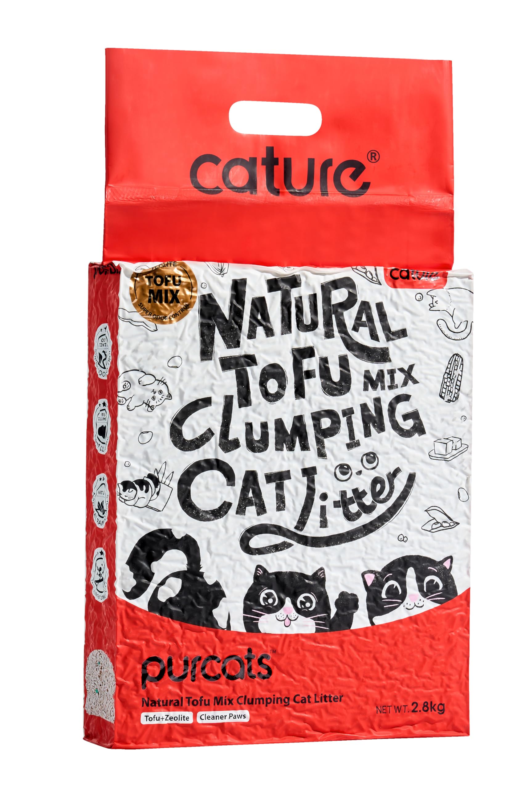 Cature Arena para Gatos Natural de Tofu Aglomerante, se Puede desechar en el Inodoro,Mezcla con Zeolita (1Paquete,2.8KG/7L)