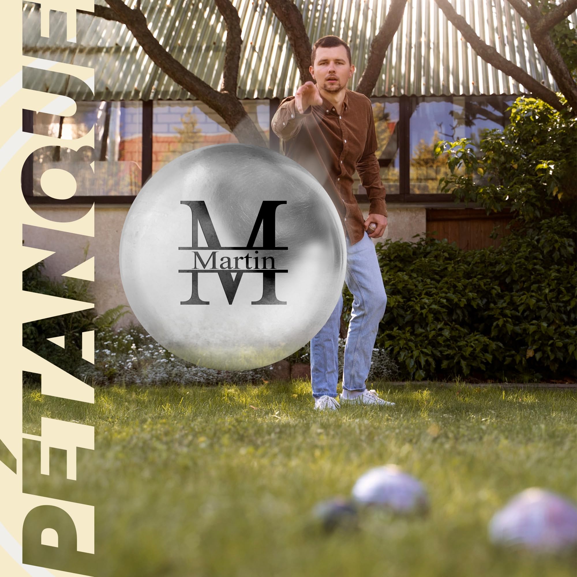 KDO MAGIC - Boule de pétanque personnalisée - Triplette 550g gravée - Pétanque Personnalisable - Lot de 3 Boules et 1 cochonnet - Idée Cadeau
