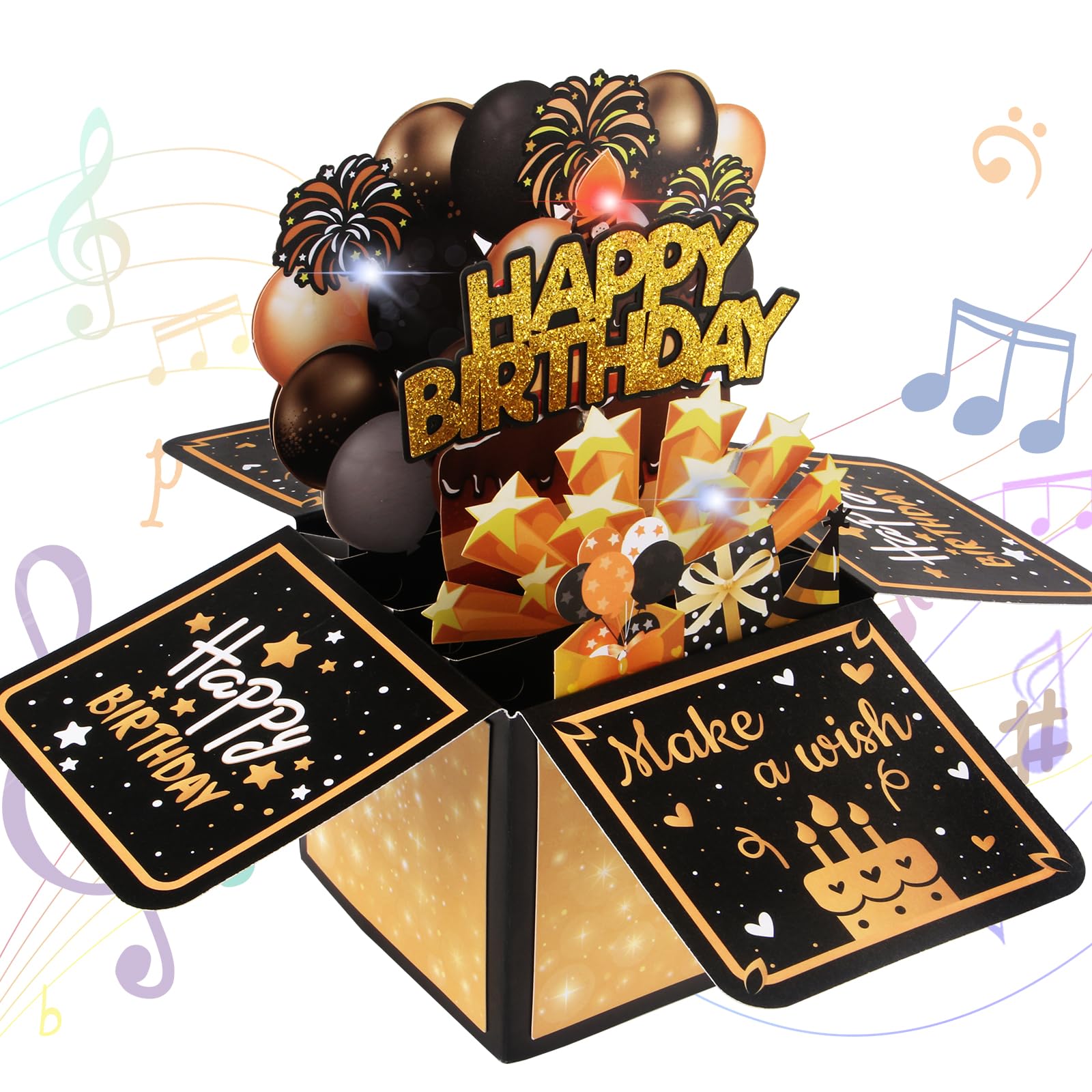 iulrtba 3D Pop Up Birthday Card, Musical Happy Birthday Card with Blowable Candle and Envelope, Happy Birthday Pop up Card for Women Men Kids Friends Girls Boys