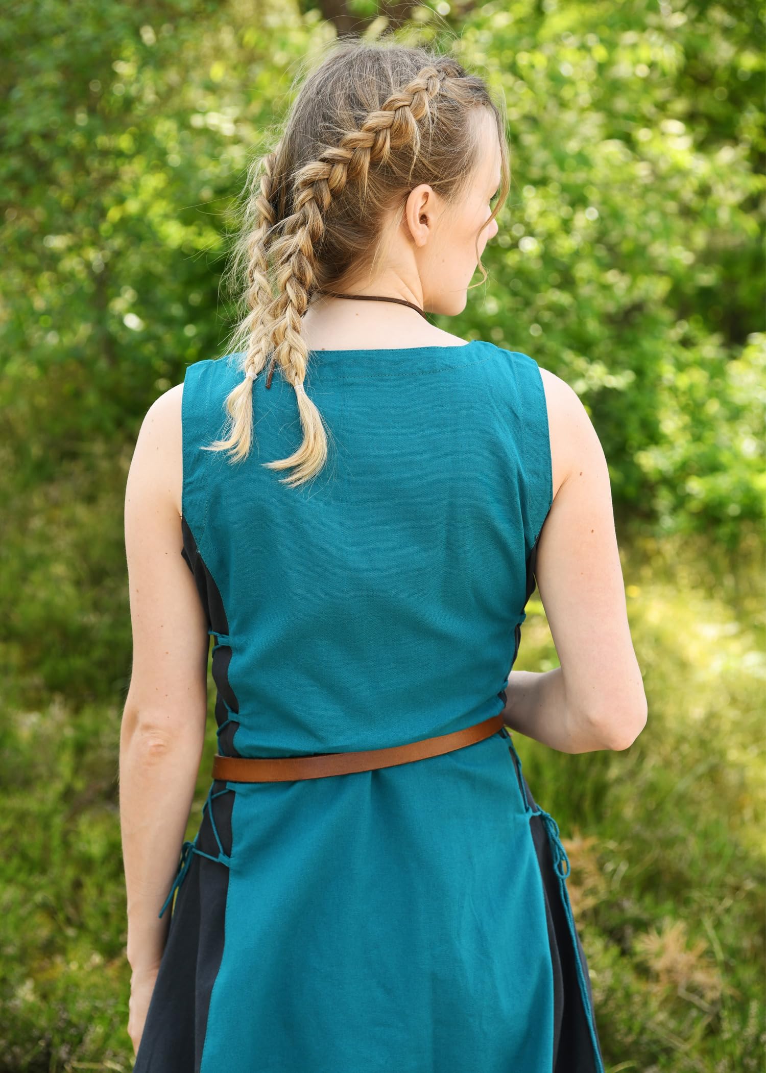 Battle-Merchant – Vestido medieval sin mangas Jarle – Vestido vikingo para mujer – Disfraz medieval LARP, fantasía