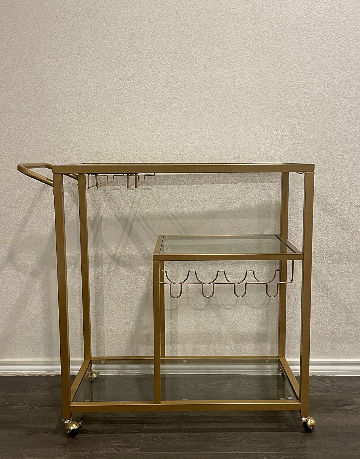 23/mo Finance FABOMEI Rolling Bar Carts Gold with Wheels,Home Bar