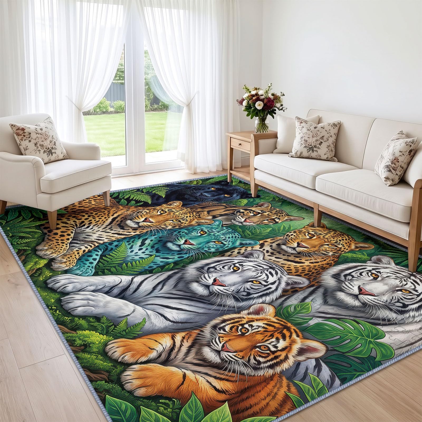 Dywan z motywem dzikiej przyrody, można prać w pralce, 160 x 230 cm