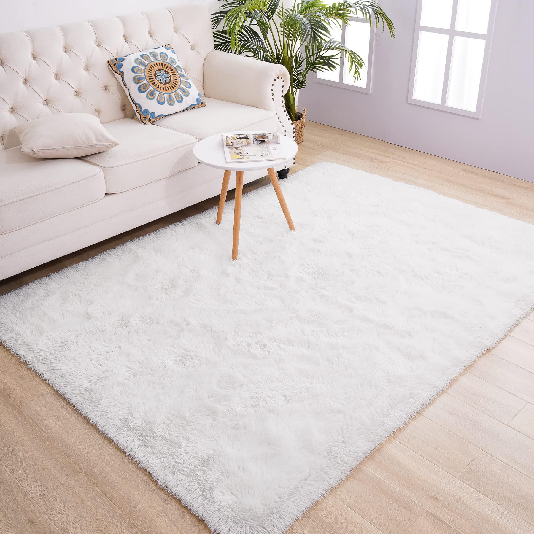Chicrug Soft Area Rugs for Bedroom Living Room Plush Fluffy Rug 4x6 Feet, Shag Furry Area Rug Carpet Non Shedding for Nursery Children Kids Girls Room Home Decorative, Cream
