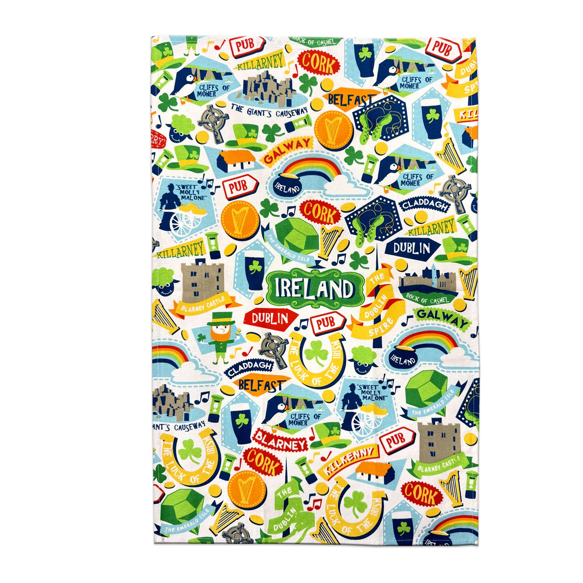 Elgate Ireland Icon Tea Towel Funny Irish Novalty Souvenir Gift 100% Cotton