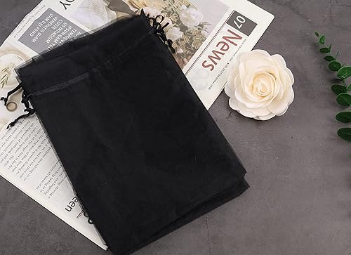 Miniatura 10 de YunKo 50 bolsas de organza de 6 x 9 pulgadas con cordón, bolsas de regalo de malla, bolsas de regalo de organza blanca transparente para bodas