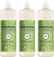 Mrs. Meyer's Iowa Pine Liquid Dish Soap, 16oz Pack of 3 - Natural Grease-Cutting, Cruelty-Free Cleaner with Festive Pine Scent