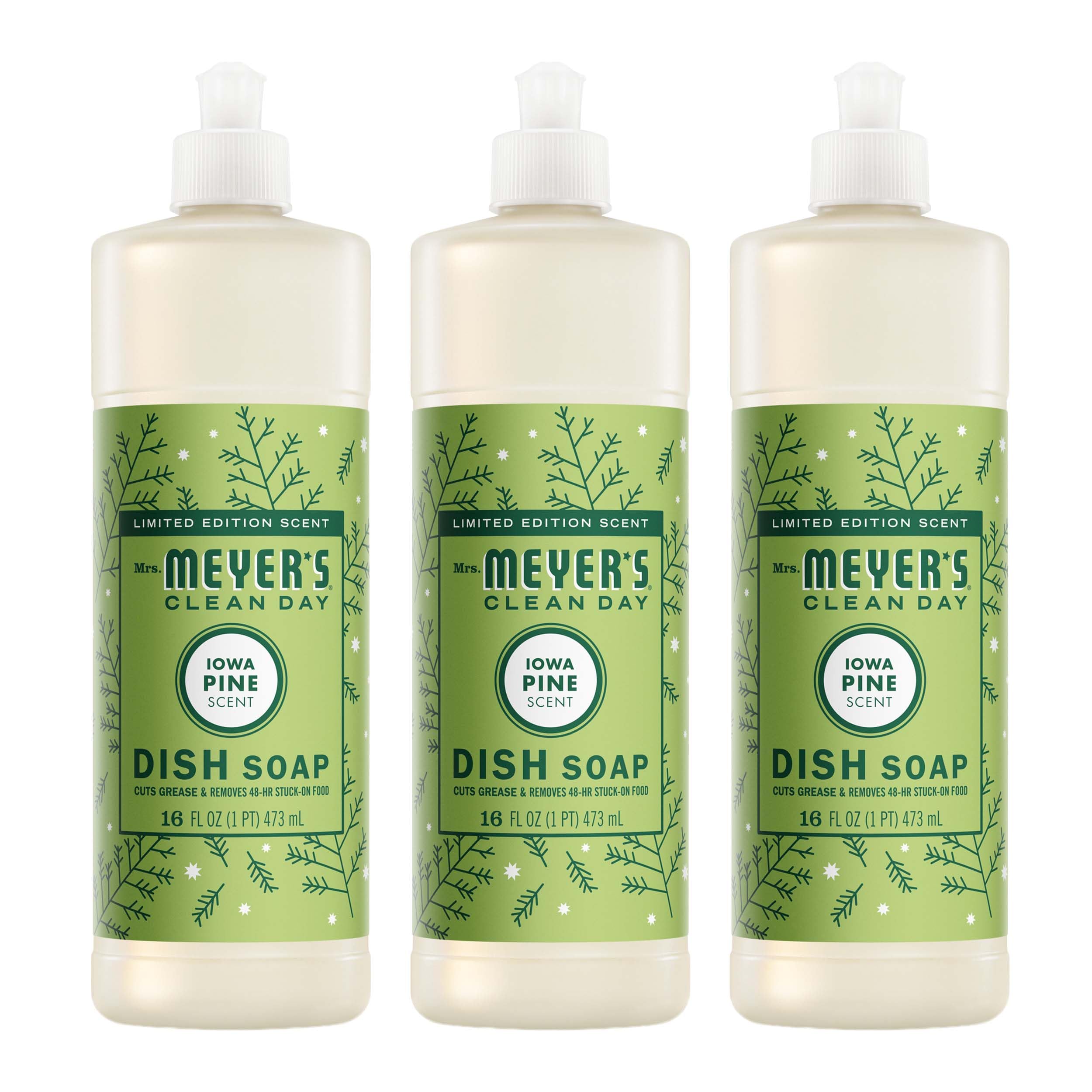MRS. MEYER'S CLEAN DAY Liquid Dish Soap, Iowa Pine, 16 fl oz, 3 Pack