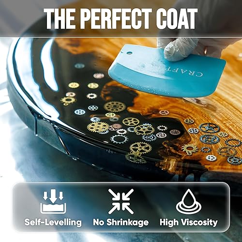 Miniatura 3 de CRAFT RESIN Kit de resina epoxi para mesa de 1 galón  Acabado ultra transparente, de alto brillo, resistente a los rayos UV y a los arañazos, sin