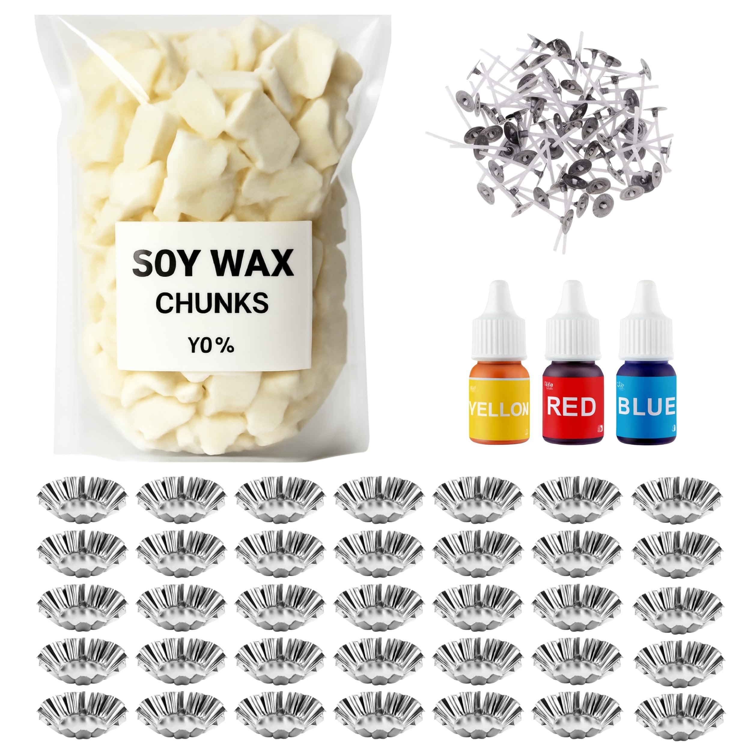 R Wellness® Candle Making Kit – Complete Set with 500g Soy Wax, 50 Wicks, 3 Pigment Colors, and Flower-Shaped Small T-Light Metal Container 50-image-46