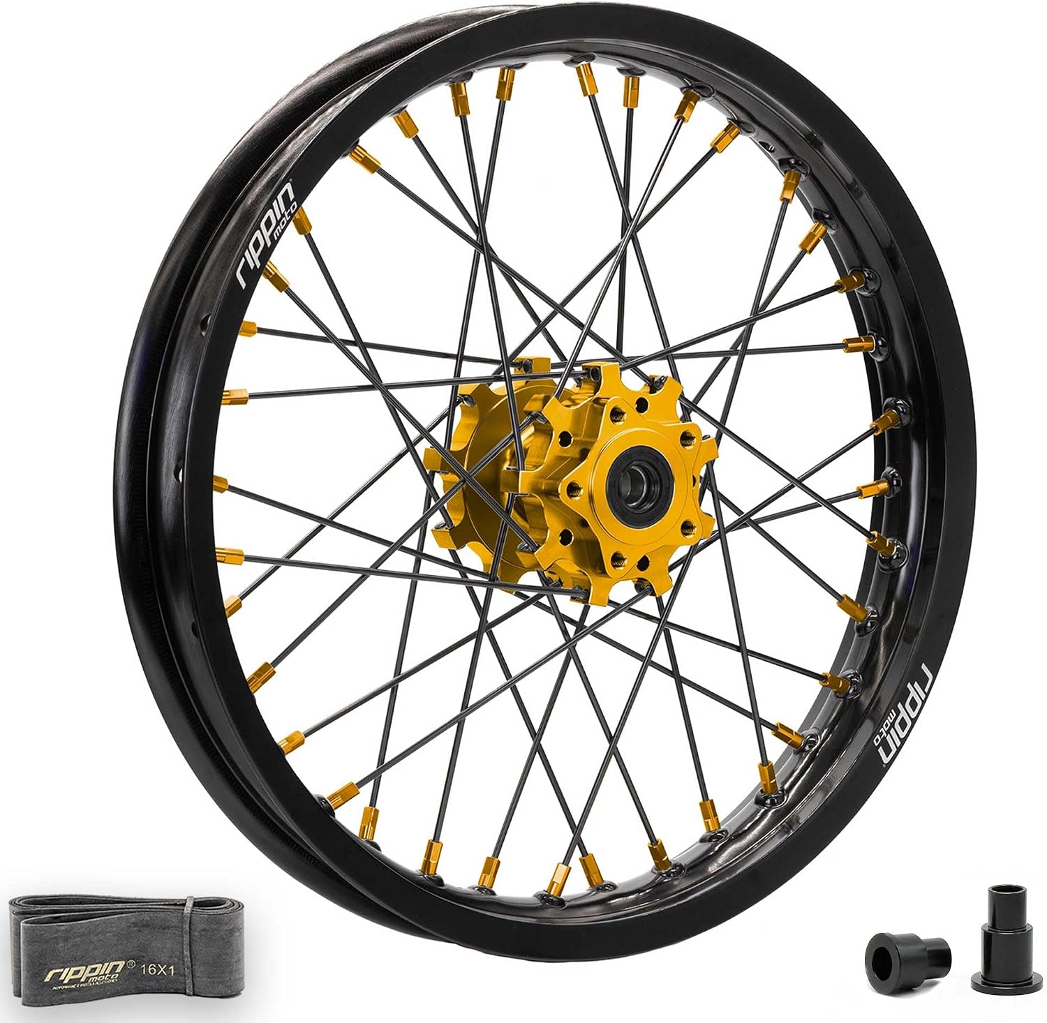 Rippin Moto Blackline 16" Rear Wheel – Fits Sur-Ron LBX, Segway X160/X260, and E-Ride PRO SS 2.0 | CNC Hubs, 7050-T6 Rims, Stainless Spokes (Black)