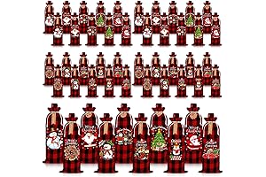 Windyun 50Pcs Christmas Present Bags for Wine Bottles with Gift Tags and Ropes