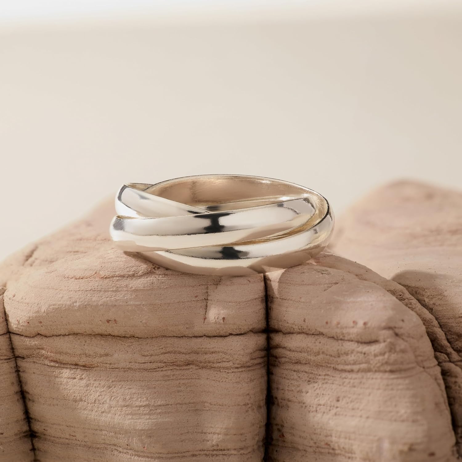 EVE'S ADDICTION Sterling Silver Triple Roll Russian Wedding Ring, ring sizes 5 to 12 - Women's Sterling Silver Rings - Alternative Wedding Ring - Commitment Promise Rings - Gifts for Her