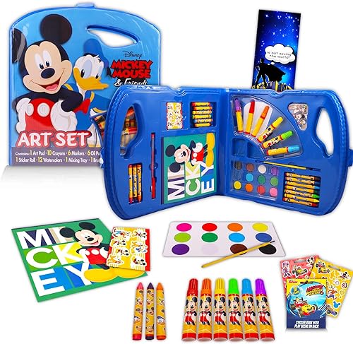 Classic Disney Disney - Juego de arte de Mickey Mouse para niños, paquete de 40 piezas con almohadilla de arte de Mickey Mouse, juego de pintura