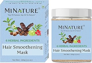 Hair Smoothening Mask by mi nature | 100g(3.5 oz) | Nourishes Hair | Contains Amla, Aritha, Neem, Shikakai, Hibiscus and Bhringraj powder | 100% Natural, Herba