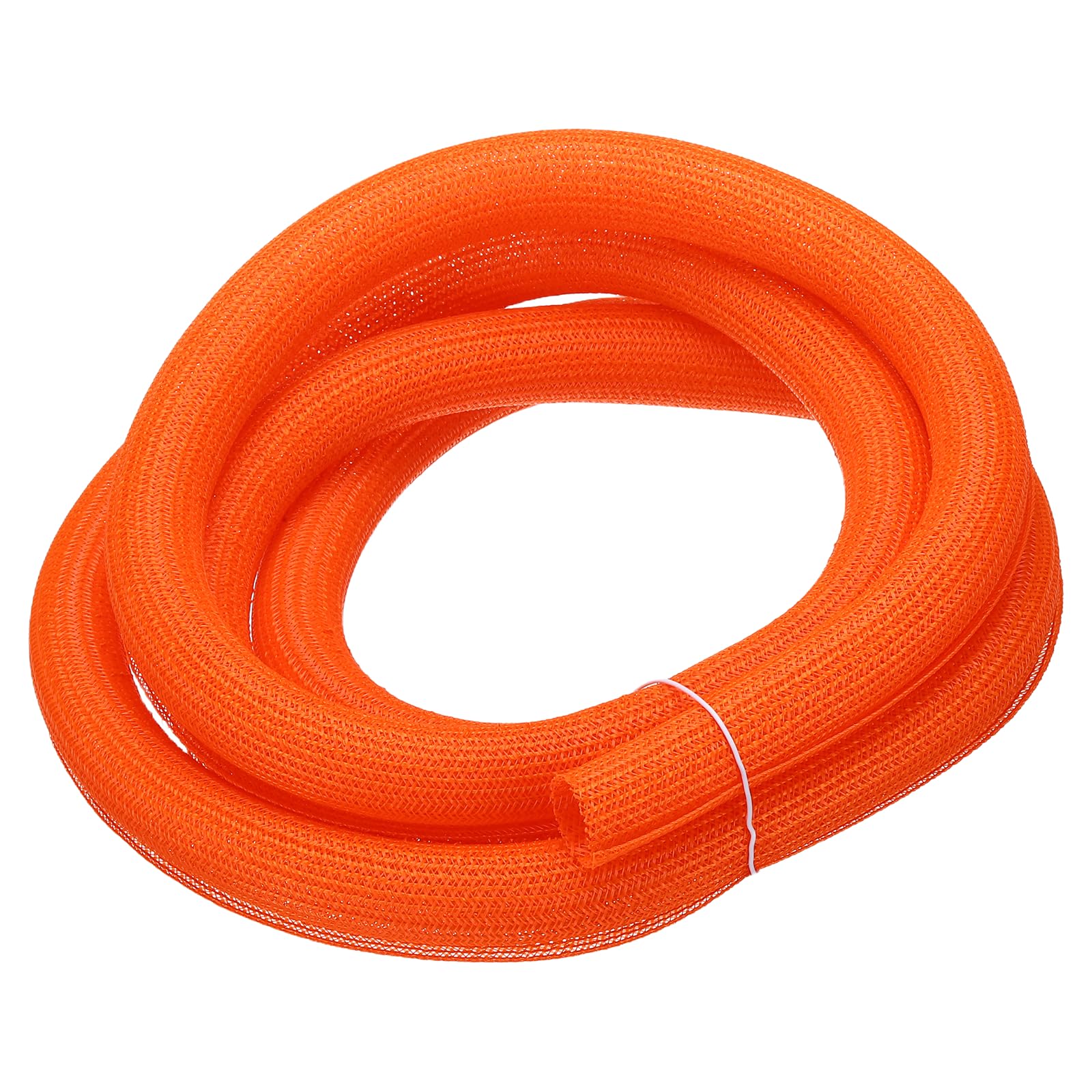 sourcing map Split Sleeve Wire Loom 1-1/4" 10Ft Orange Self Wrapping Braided Sleeve UL94-V2 Fireproof PET Sleeving for Automotive, Home Cable Management