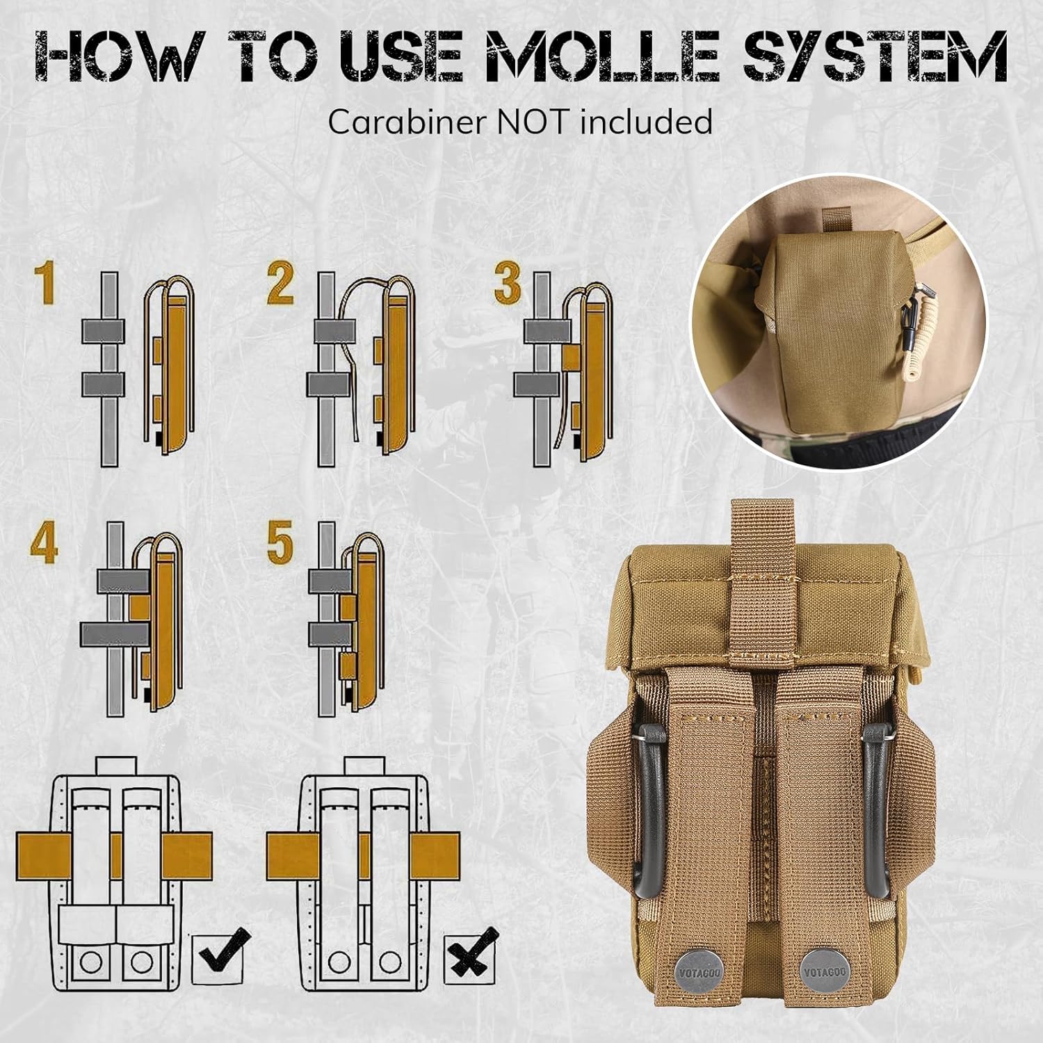 Rangefinder Pouch with Protective Padding and Quick-Release Buckle, Molle Compatiblefor Binocular Packs, Tactical Hunting Bag Accessory