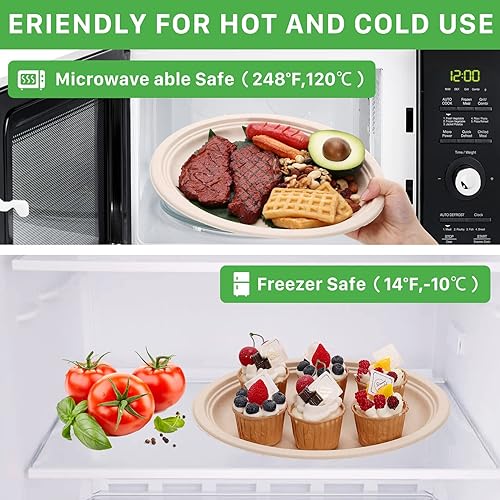 Miniatura 5 de Paquete de 50 platos de papel ovalados, platos de papel 100% compostables, platos de papel de 12 pulgadas resistentes, platos de papel desechables,