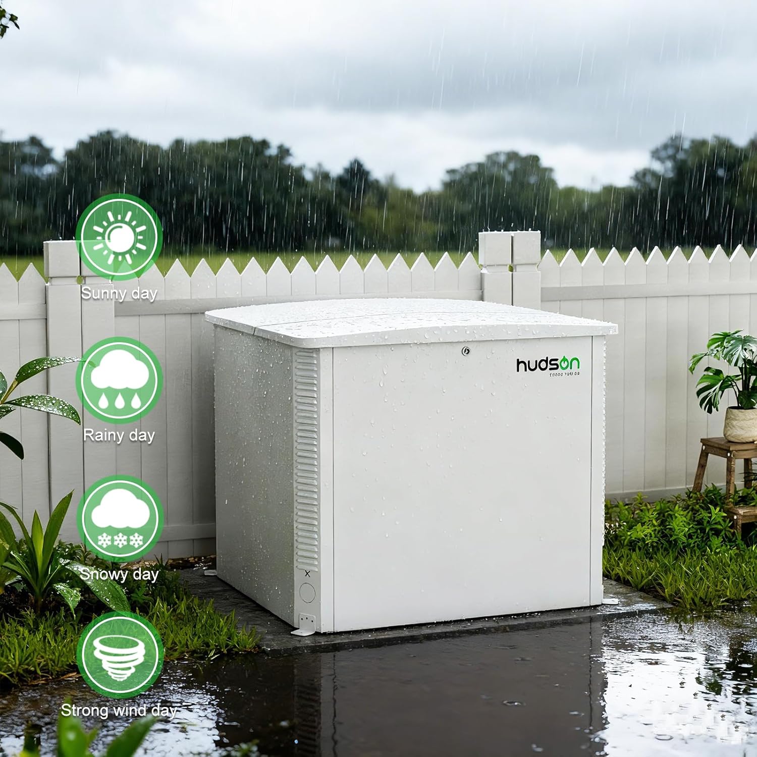 Hudson Generator Box, SD Aluminum Generator Enclosure with Ventilation, Heat Dissipation & Reduce Noise, Accommodates The Maximum Size of 39.4"x32"x31.7", White