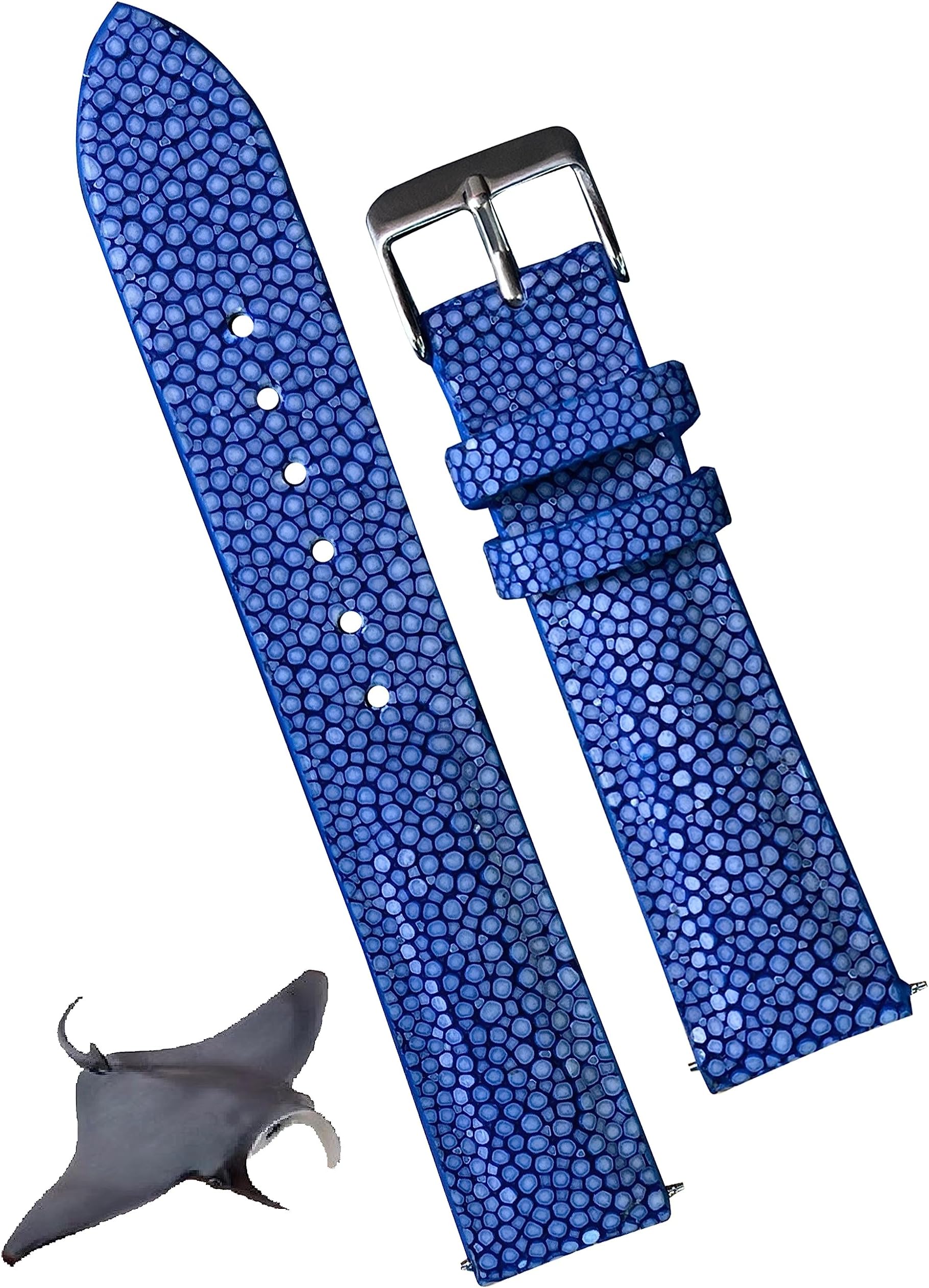 vinacreations Stingray Leather Watch Bands Men Handmade Replacement Wrist Watch Straps Vintage Extra Soft Exotic Leather Strap Gift for Him 18mm 19mm 20mm 21mm 22mm