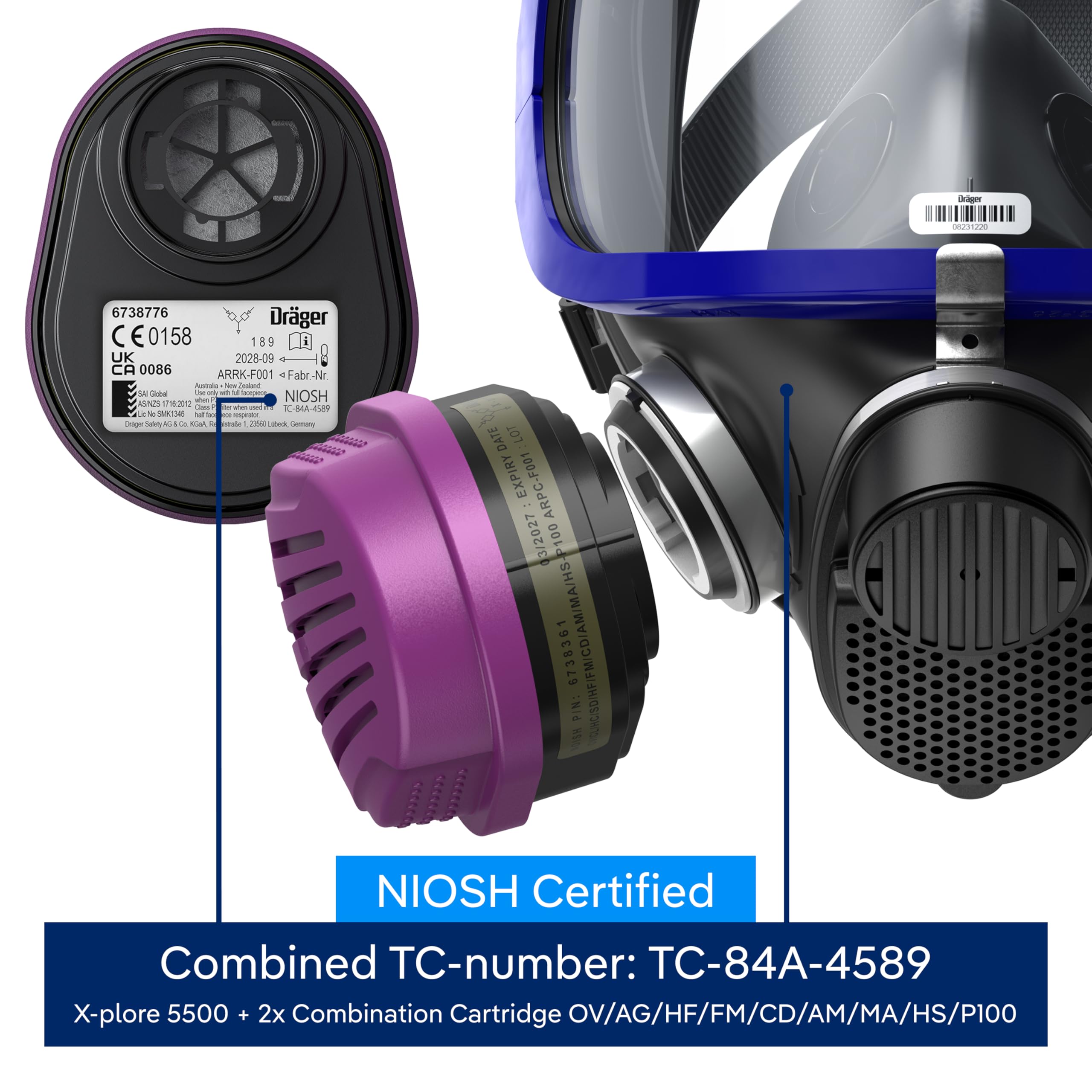 Dräger X-plore 5500 Respirator Mask - Full Face Protection -8 Dräger X-plore 5500 Respirator Mask - Full Face Protection -8