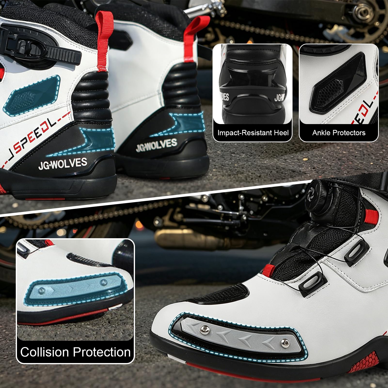 Buty motocyklowe, odporne na upadki, buty motocyklowe ze wzmocnioną podkładką zmiany biegów