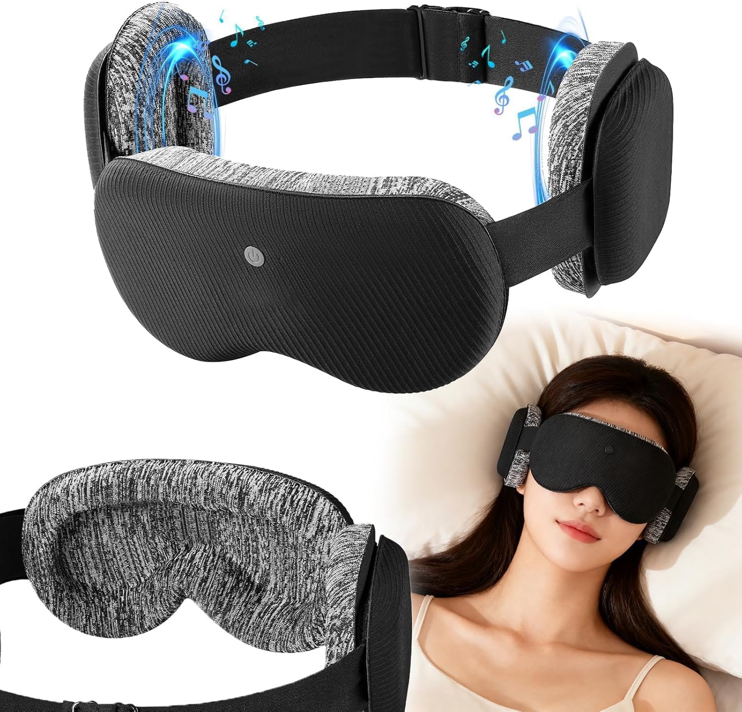 3D Bluetooth Sleep Mask with Voice Control Eye Mask Headphones for Women Men 100 Pressure-Free BlockOut Wireless Cotton