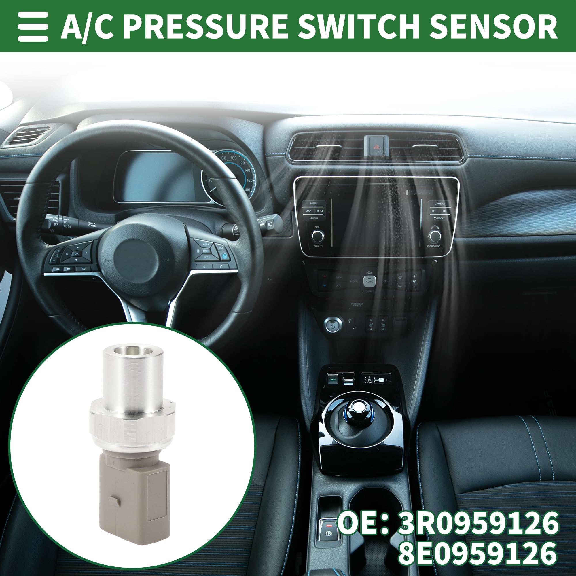 Motoforti Interruttore di pressione A/C Sensore di pressione del refrigerante dell'aria condizionata Trasduttore di pressione per AUDI A3 2006-2013 No.3R0959126/8E0959126
